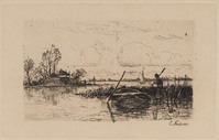 KG 09200
<br/>
'Rambles in Holland': Rivierlandschap met roeiboot
<br/>
<em>Stark, Elias (1849-1933)</em>